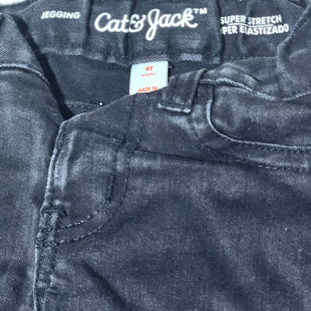 Cat & Jack Girls Black Denim Jeans – Size 4T – Classic Fit with Stretch
